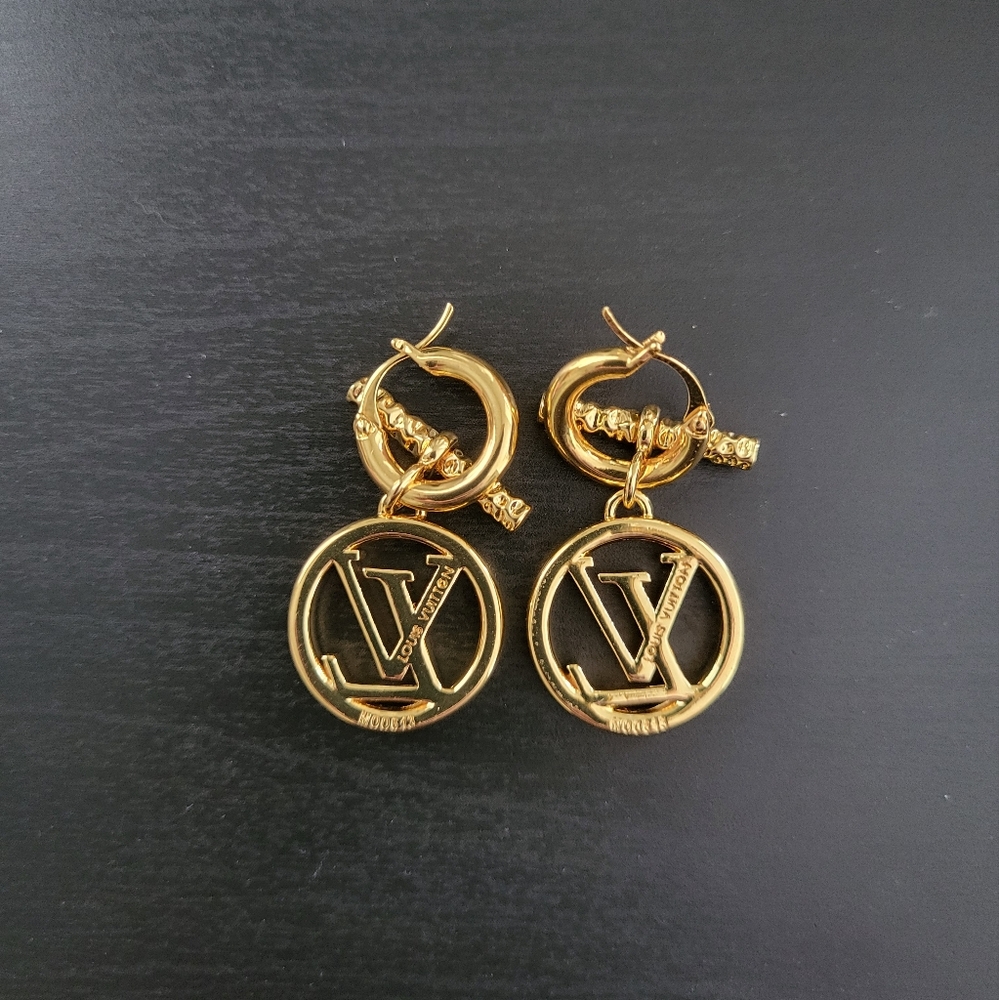 Stainless Steel Gold Hoop Earrings - Picture 2 of 2